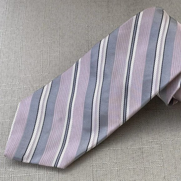 Dkny Other - Dkny Men Tie Pink/Gray Necktie Classic Length Tie 100% Silk Made USA